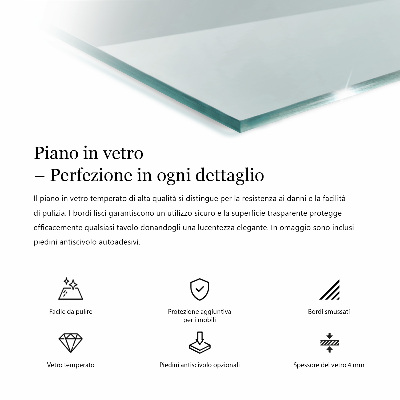Piano in vetro per tavolo rettangolare in vetro temperato trasparente