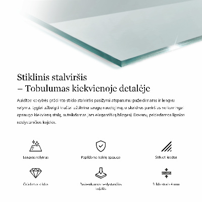 Piano in vetro per tavolo rettangolare in vetro temperato trasparente