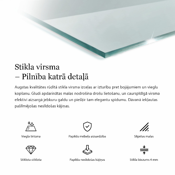 Piano in vetro per tavolo rettangolare in vetro temperato trasparente