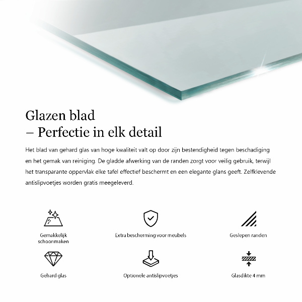 Piano in vetro per tavolo rettangolare in vetro temperato trasparente