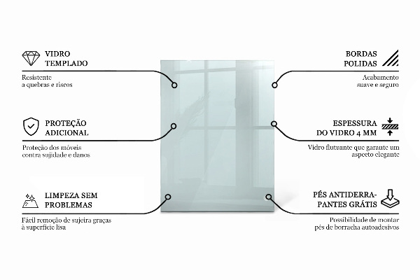 Piano in vetro per tavolo rettangolare in vetro temperato trasparente