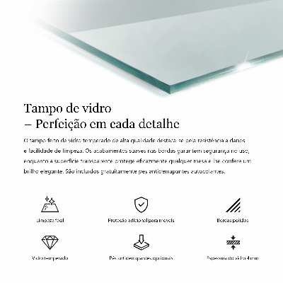 Piano in vetro per tavolo rettangolare in vetro temperato trasparente