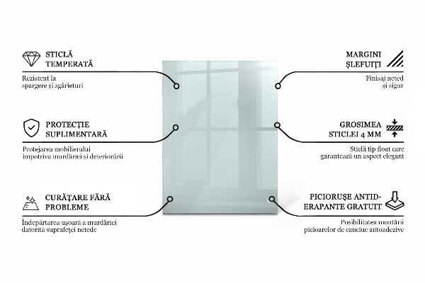 Piano in vetro per tavolo rettangolare in vetro temperato trasparente
