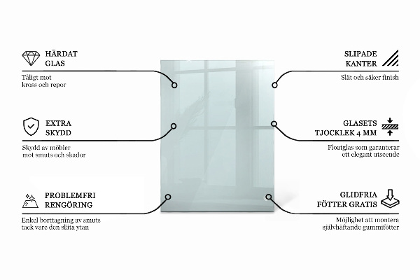 Piano in vetro per tavolo rettangolare in vetro temperato trasparente