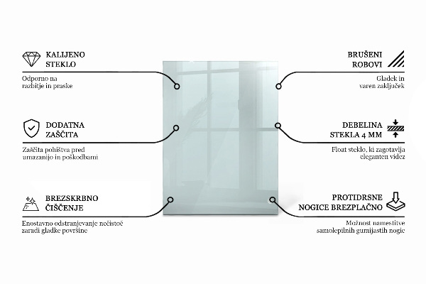 Piano in vetro per tavolo rettangolare in vetro temperato trasparente