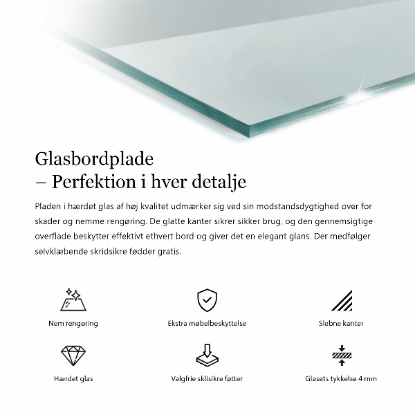 Piano in vetro per tavolo rettangolare in vetro temperato trasparente