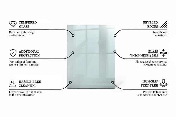 Piano in vetro per tavolo rettangolare in vetro temperato trasparente