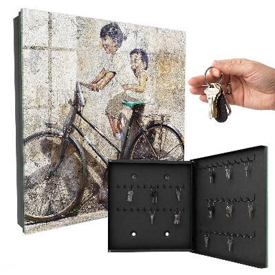 Cassetta portachiavi da muro Bambini e bicicletta