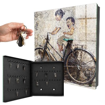 Cassetta portachiavi da muro Bambini e bicicletta