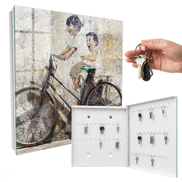 Cassetta portachiavi da muro Bambini e bicicletta