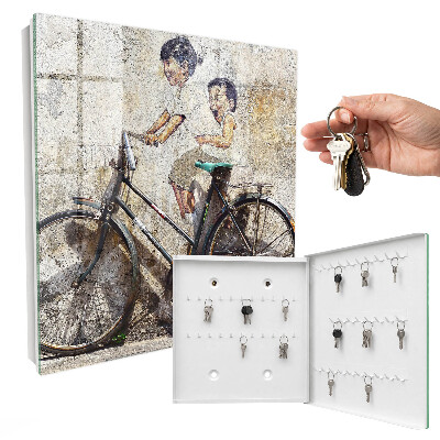 Cassetta portachiavi da muro Bambini e bicicletta