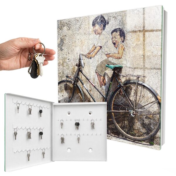 Cassetta portachiavi da muro Bambini e bicicletta