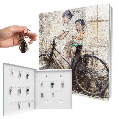 Cassetta portachiavi da muro Bambini e bicicletta