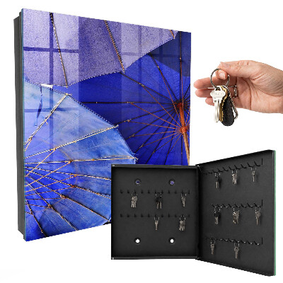Armadietto portachiavi da parete Ombrelli blu