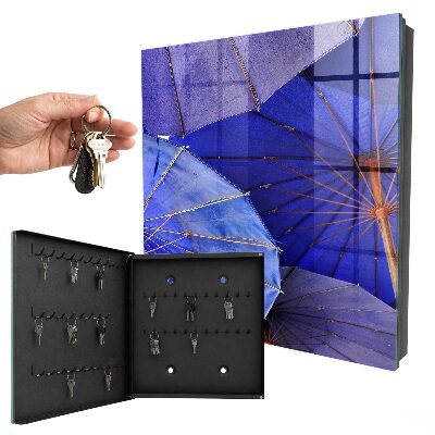 Armadietto portachiavi da parete Ombrelli blu