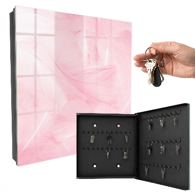 Armadietto portachiavi da parete Piume rosa