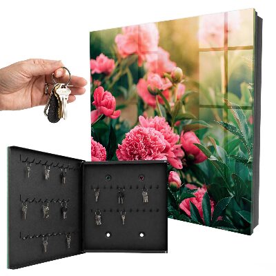 Cassetta portachiavi da muro Peonie rosa