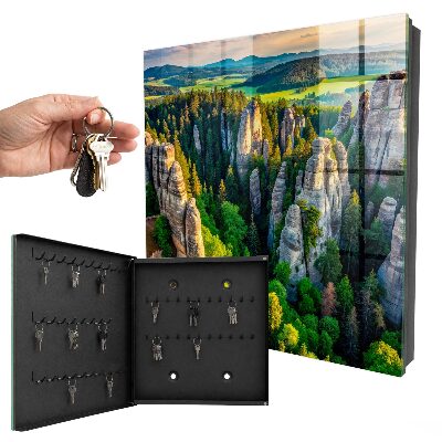 Armadietto portachiavi da parete Rocce e foresta