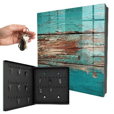 Cassetta portachiavi da muro Legno turchese