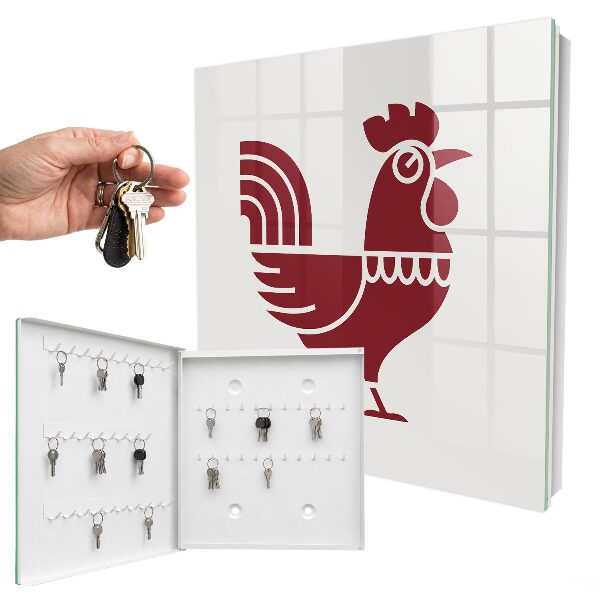 Cassetta portachiavi Gallo in stile popolare