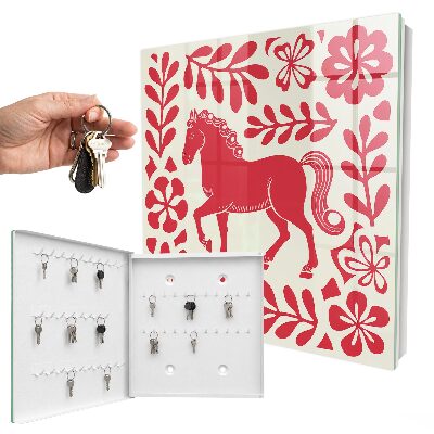 Cassetta portachiavi da muro Illustrazione popolare con motivo equino