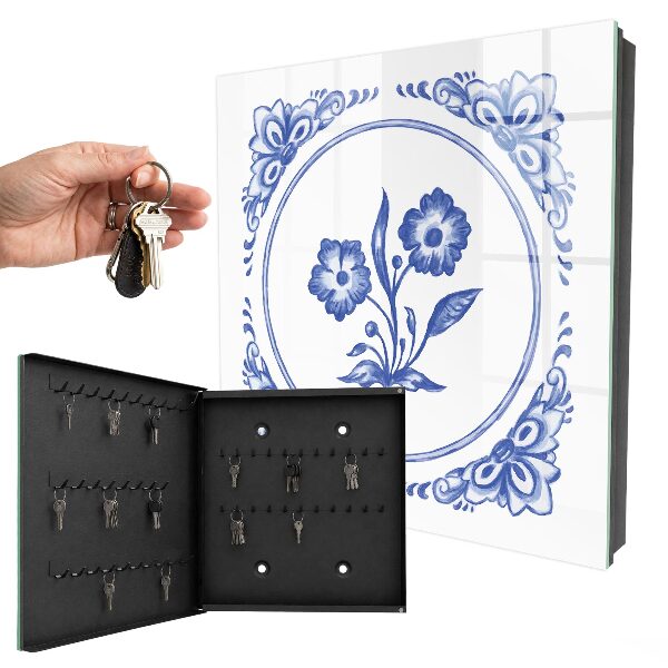 Cassetta portachiavi da muro Fiori blu
