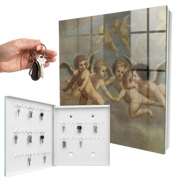 Cassetta portachiavi da muro Angeli volanti Putti Pittura barocca
