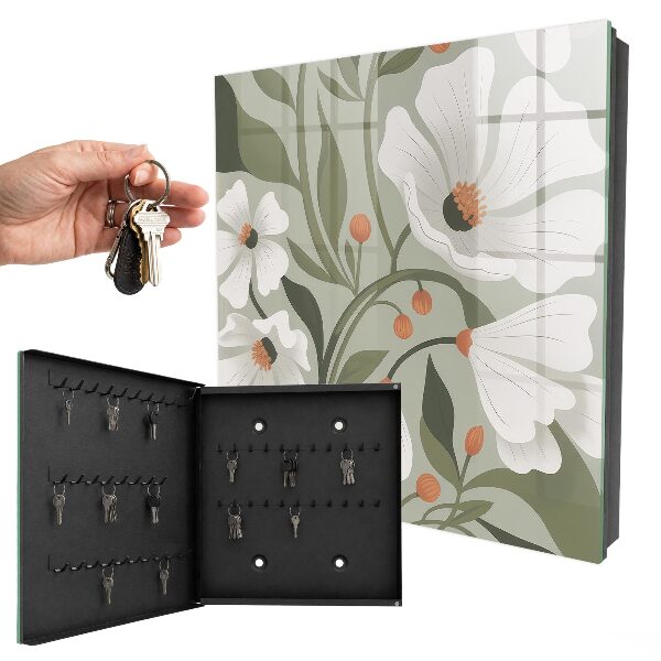 Cassetta portachiavi da muro Fiori beige