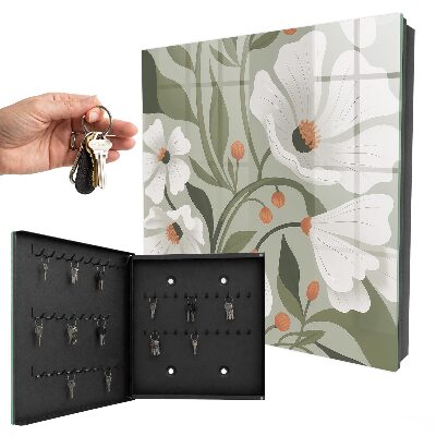 Cassetta portachiavi da muro Fiori beige