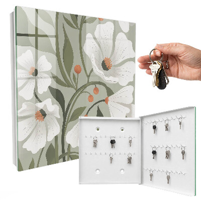 Cassetta portachiavi da muro Fiori beige