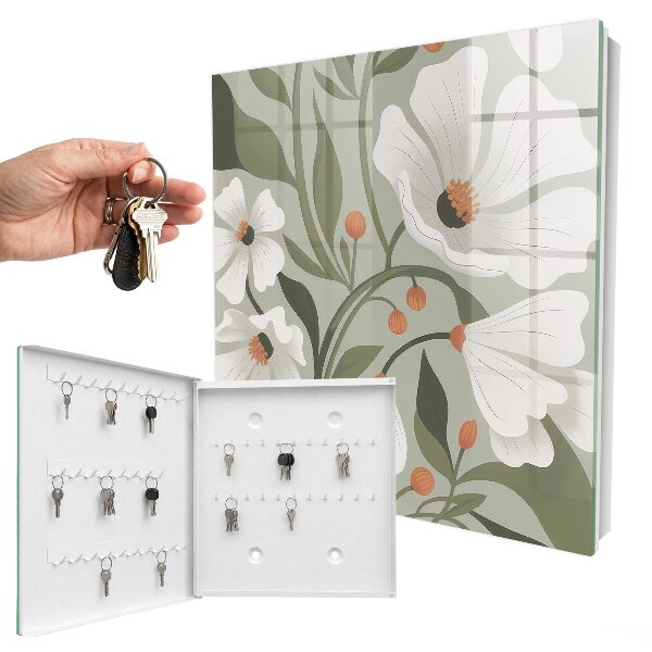 Cassetta portachiavi da muro Fiori beige