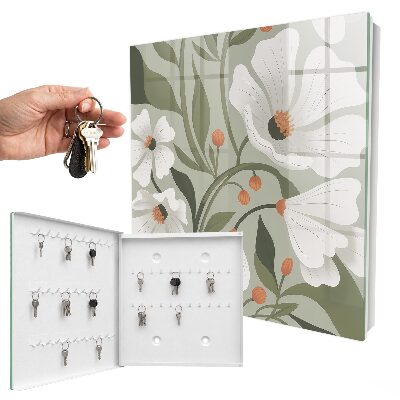 Cassetta portachiavi da muro Fiori beige