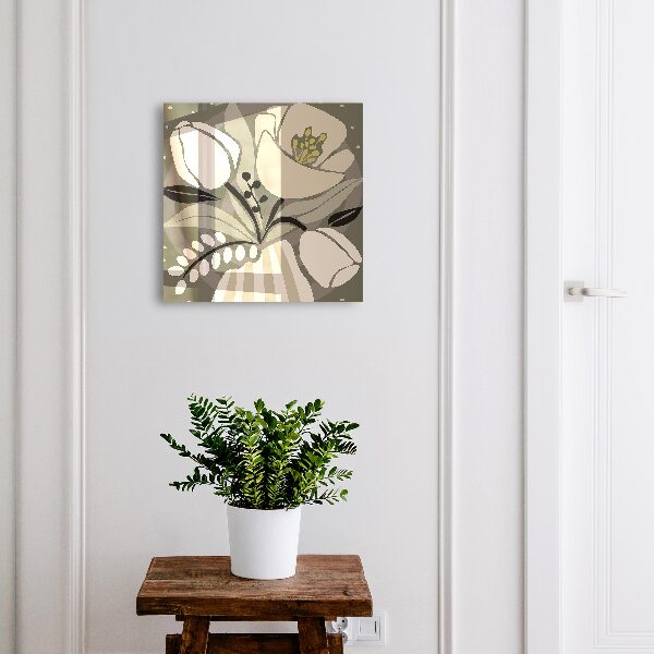 Cassetta portachiavi da muro Fiori beige