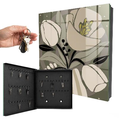 Cassetta portachiavi da muro Fiori beige