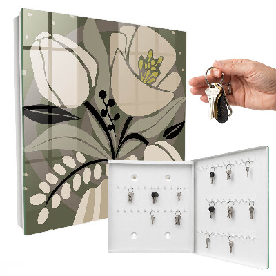 Cassetta portachiavi da muro Fiori beige