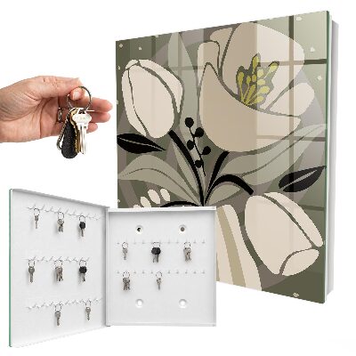 Cassetta portachiavi da muro Fiori beige