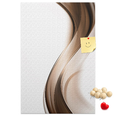 Bacheca di sughero con stampa onde eleganti nei toni del marrone