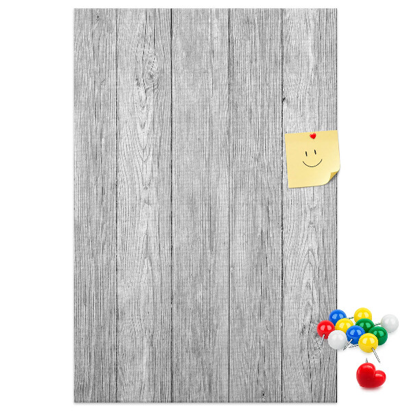 Bacheca di sughero con stampa effetto assi di legno grigie