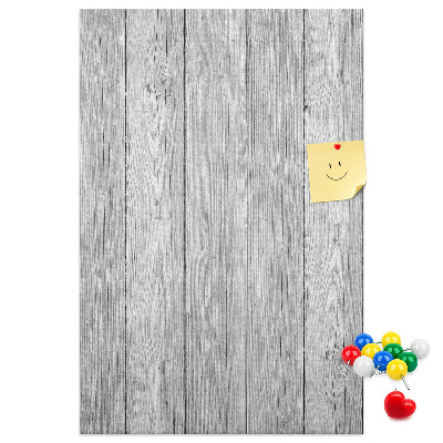 Bacheca di sughero con stampa effetto assi di legno grigie