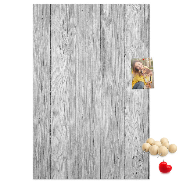 Bacheca di sughero con stampa effetto assi di legno grigie