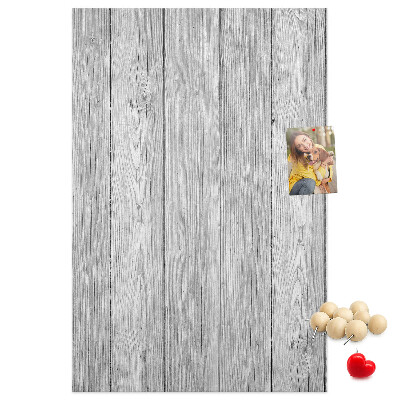 Bacheca di sughero con stampa effetto assi di legno grigie