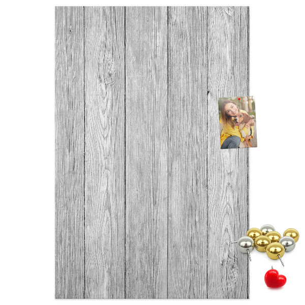 Bacheca di sughero con stampa effetto assi di legno grigie