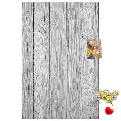 Bacheca di sughero con stampa effetto assi di legno grigie