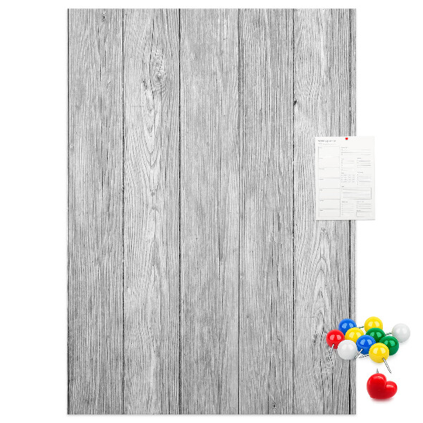 Bacheca di sughero con stampa effetto assi di legno grigie