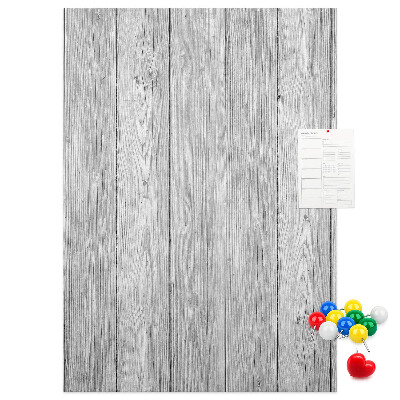 Bacheca di sughero con stampa effetto assi di legno grigie