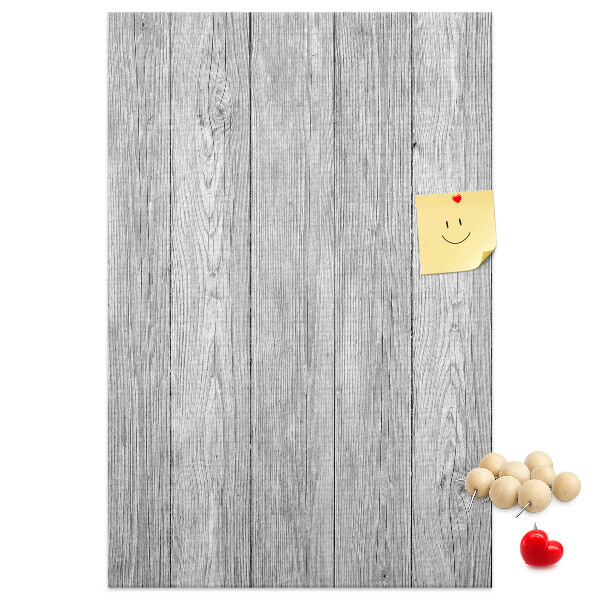 Bacheca di sughero con stampa effetto assi di legno grigie