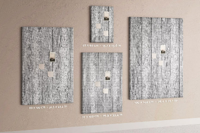 Bacheca di sughero con stampa effetto assi di legno grigie