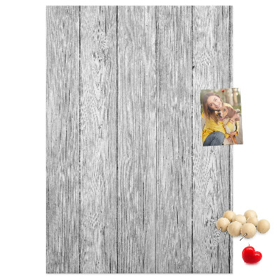 Bacheca di sughero con stampa effetto assi di legno grigie