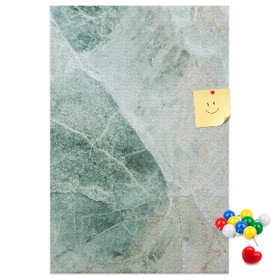Bacheca in sughero con design in marmo verde e venature delicate