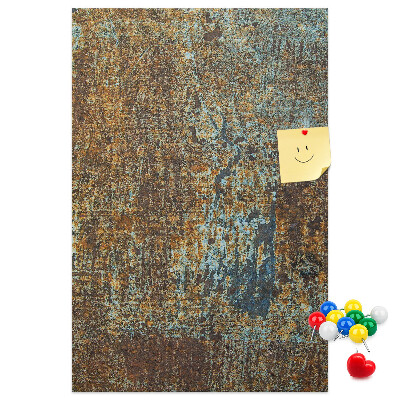 Bacheca in sughero con texture rustica e accenti blu